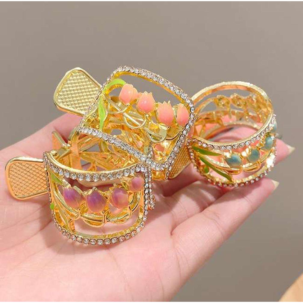 Kẹp Tóc Kim Loại Hình Hoa Tulip Ngọt Ngào Cho Nữ