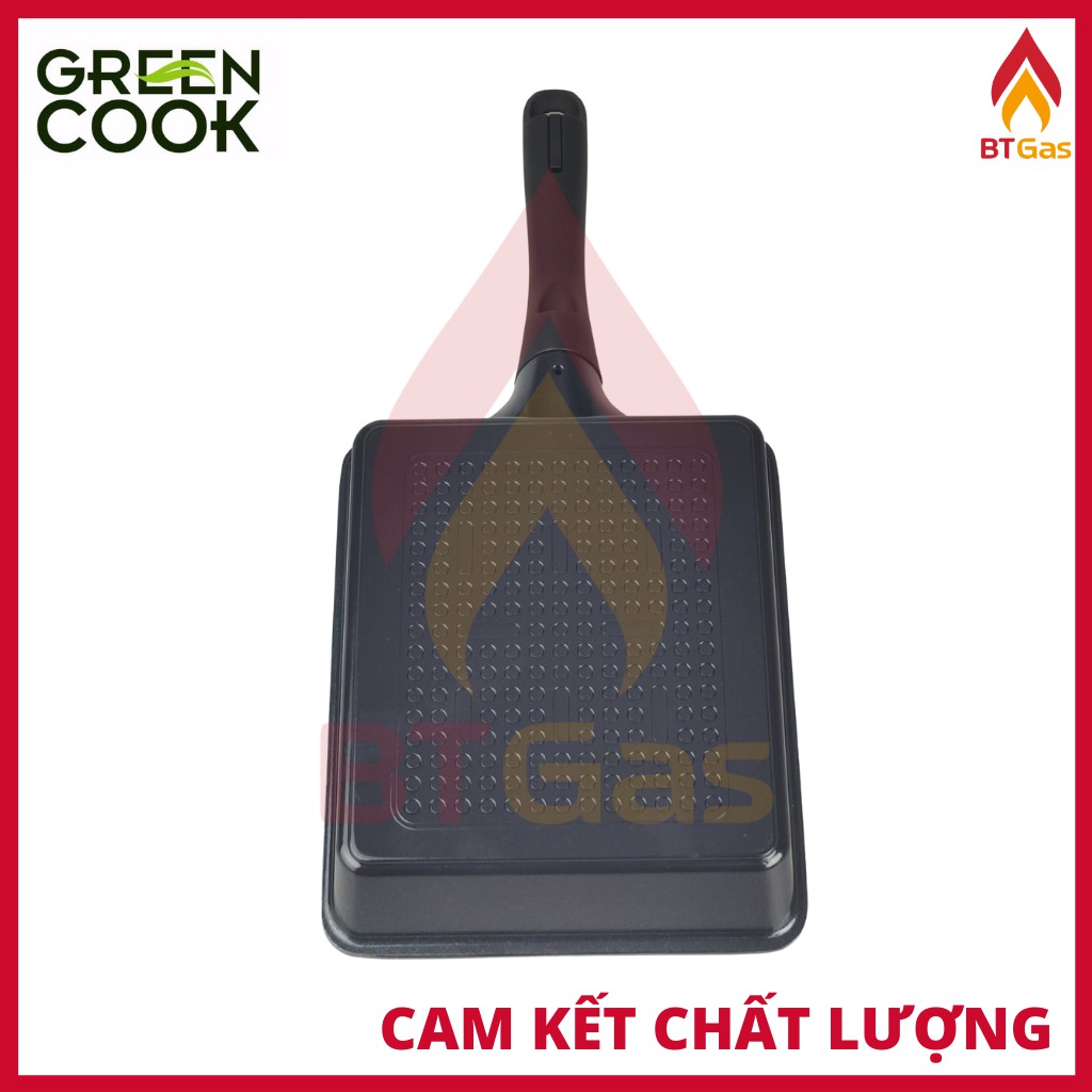 Chảo từ hình chữ nhật mini phong cách Nhật Bản / Chảo chiên trứng cuộn tiện dụng chống dính Green Cook