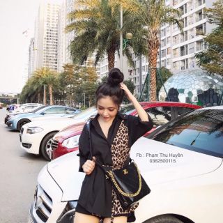 Áo sơ mi nữ vải kate lụa in họa tiết beo form 55 kg trở lại