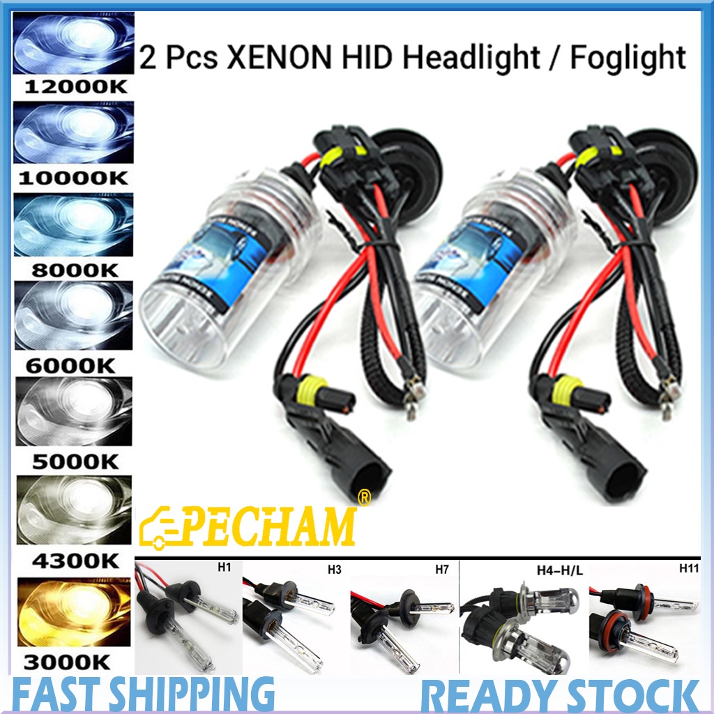 2 Bóng đèn pha PECHAM XENON H1 H3 H4 H7 H8 H9 H11 3000k 4300K 6000K 8000K 10000k 12000k cho xe hơi