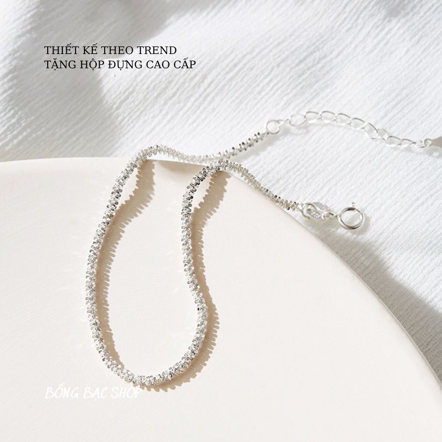 Vòng tay bạc nữ bông xù kiểu dáng đơn giản siêu sáng, lắc tay bạc ý cho nữ hàng thiết kế Bống Bạc LT0.05