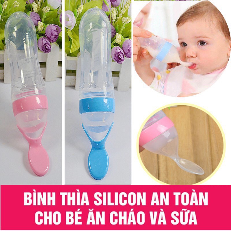 Bình thìa silicon, Bình sữa thìa hỗ trợ bé ăn dặm đa năng - Dung tích 90ml