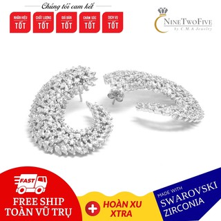 Bông tai bạc phủ rhodium đính đá cz - bông tai tai cữu vỹ- e-sb6007