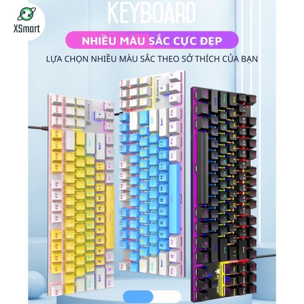 Bàn Phím Cơ Gaming K80 LED RGB 20 Chế Độ Nháy Cực Đẹp, Phím CƠ Gõ Siêu Đã, Thiết Kế Nhỏ Gọn Dùng Cho Máy Tính, Laptop