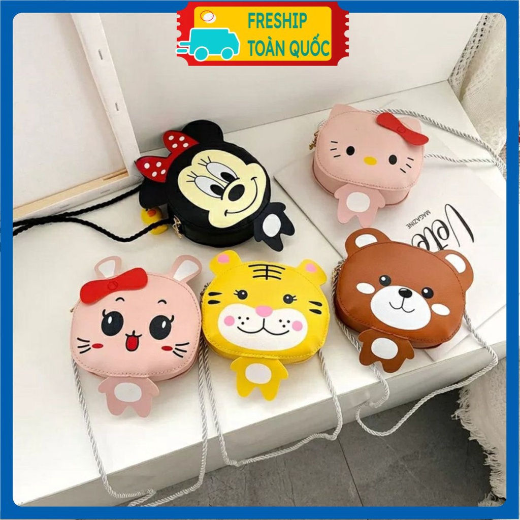 Túi đeo chéo cho bé hình mickey, kiti thỏ, gấu, hổ dễ thương