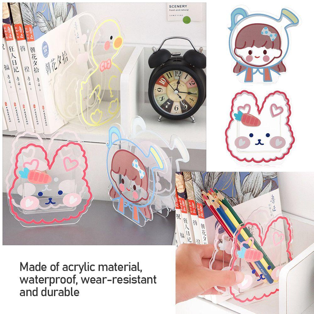 DORAW Multifunction Cartoon Acrylic Pen Holder Ice Cream Desktop Organizer Transparent Pen Holder Box Coaster Clips Cute Office Stationery Vase Kawaii Cosmetics Storage Desk Storage Box