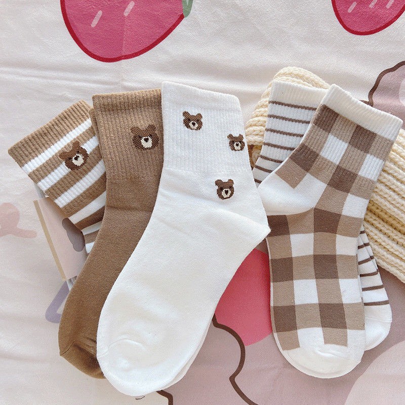 Tất vớ nâu đơn giản dễ thương cute dành cho nữ