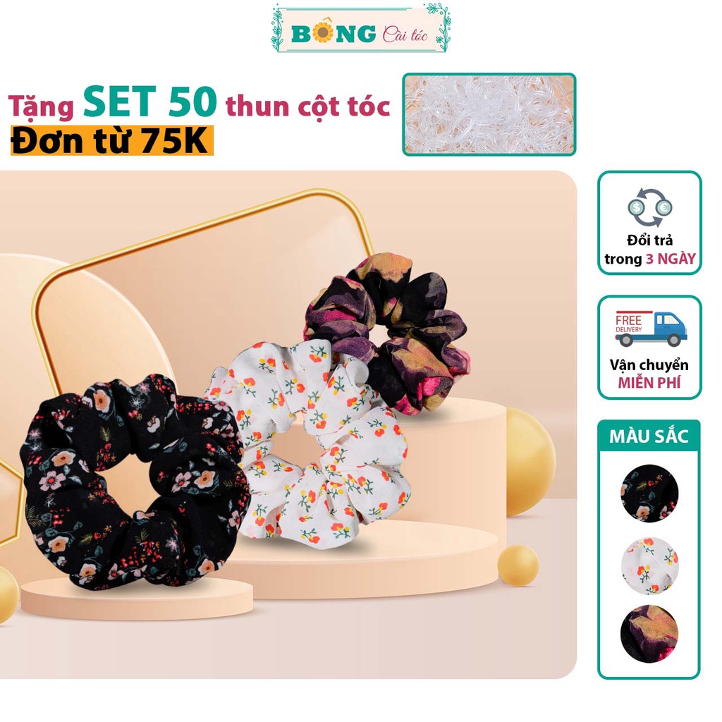 Dây buộc tóc scrunchies muslin hoa đường kính 11cm SR50 - scrunchies BÔNG Cài Tóc