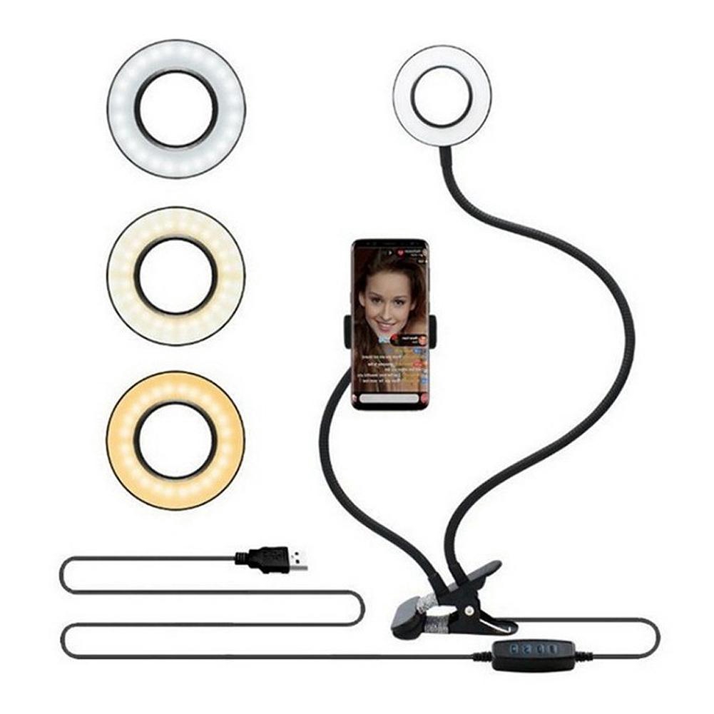 Giá đỡ điện thoại đa năng 2 trong 1 với đèn LED Selfie Ring Light Live Stream cho điện thoại Kẹp giữ giá đỡ Đèn bàn