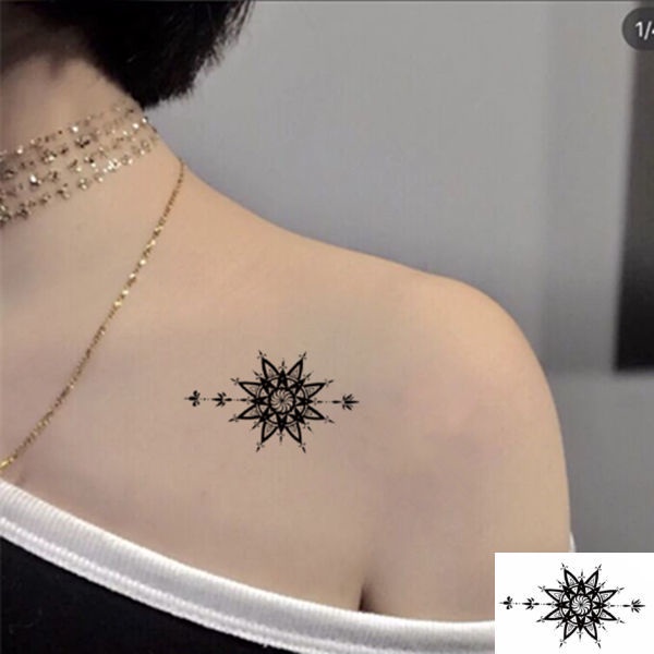 Miếng Dán Hình Xăm Tạm Thời Họa Tiết Hoa Chống Thấm Nước Cho Nữ