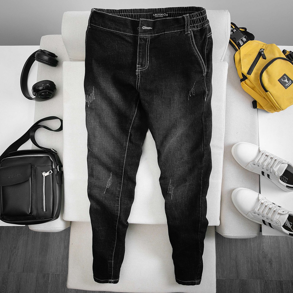 Quần JEAN cạp nửa chun kết hợp cùng khuy form slim QJ552 | BigBuy360 - bigbuy360.vn