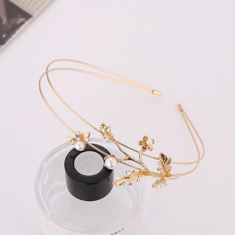 Băng Đô Cài Tóc Hình Cành Lá Bằng Kim Loại Kiểu Hàn Quốc Dễ Thương