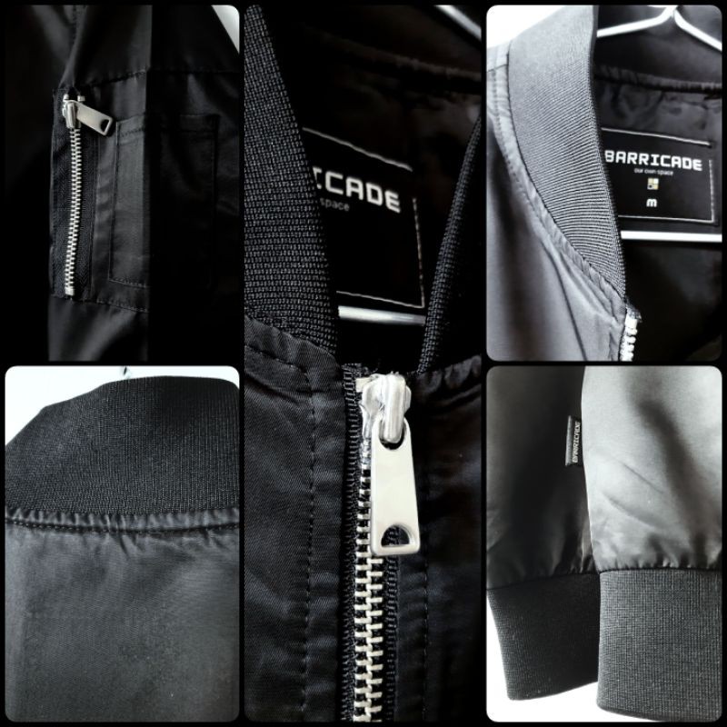 Áo khoác bomber cao cấp Hàn Quốc Barricade màu đen, chất mịn đẹp, khóa zip, túi ngoài, ít nhăn, có lót sang trọng