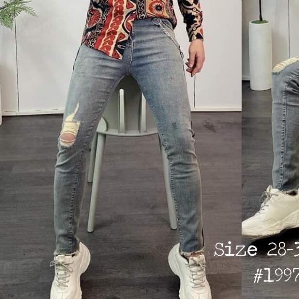 [FREESHIP]_Quần jean nam xanh xước kẻ sọc trắng Hàn Quốc_Fashionneww . '