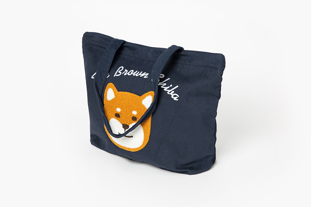 Túi Xách ARTBOX Hàn Quốc Thêu Hình Chú Chó Shiba Màu Navy