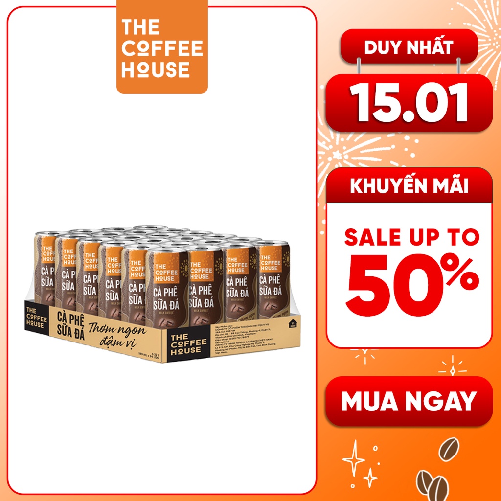 Mua 1 tặng 1- Cà phê sữa đá The Coffee House uống liền - 02 Thùng 48 lon 180ml | BigBuy360 - bigbuy360.vn