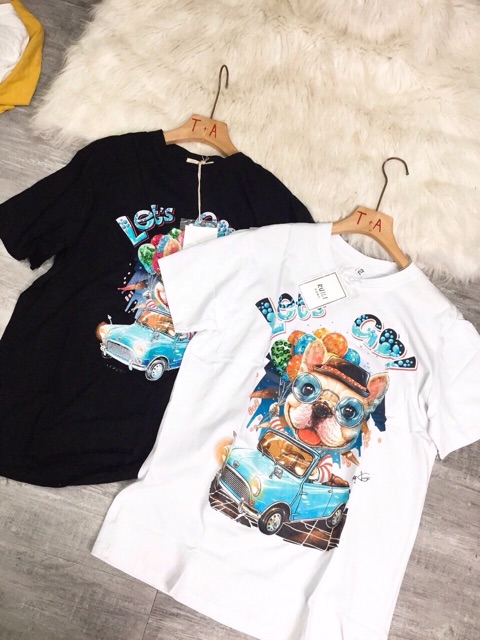 [ HÌNH THẬT, CÓ VIDEO] Áo phông nữ tay lỡ cổ tròn in hình hót hít gắn đá sang trọng | BigBuy360 - bigbuy360.vn