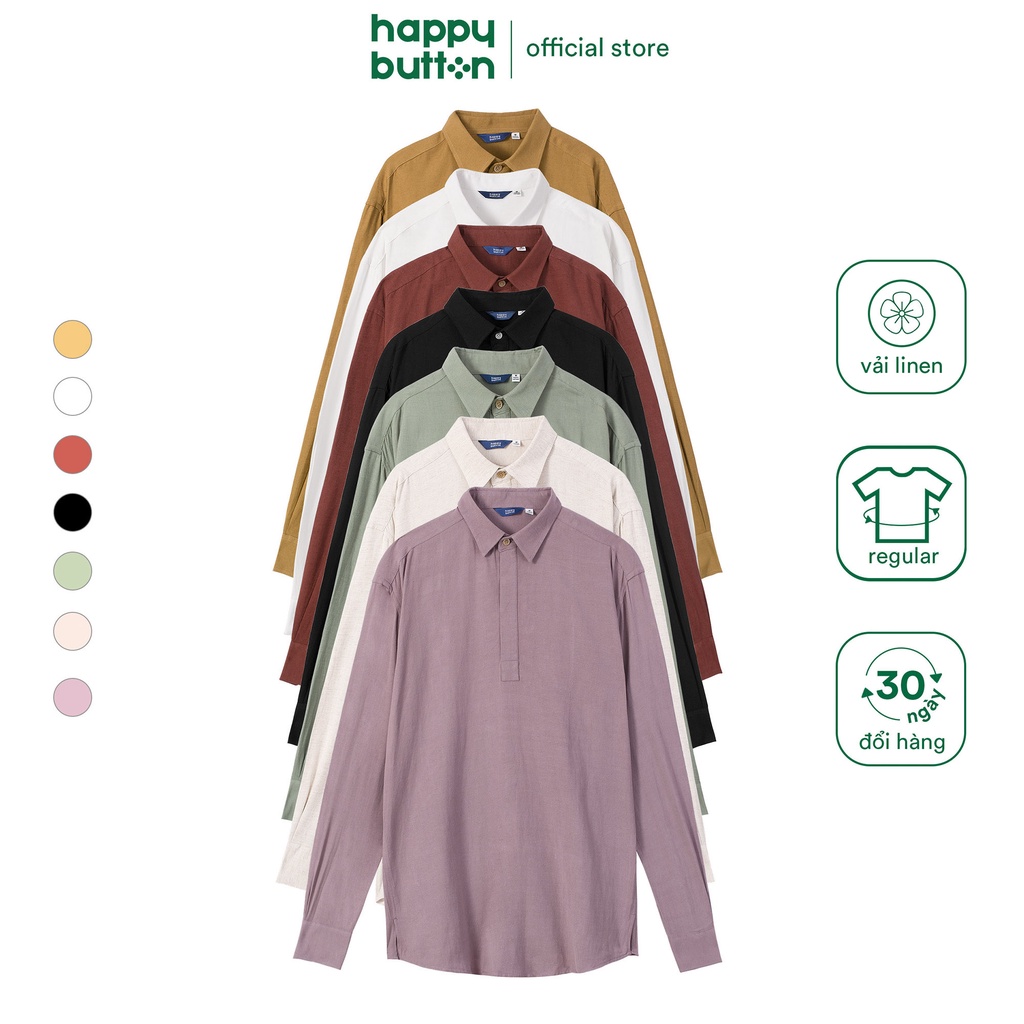 Áo Sơ Mi Nam Cổ Danton Chui Đầu - vải linen cao cấp, form regular fit - Happy Button