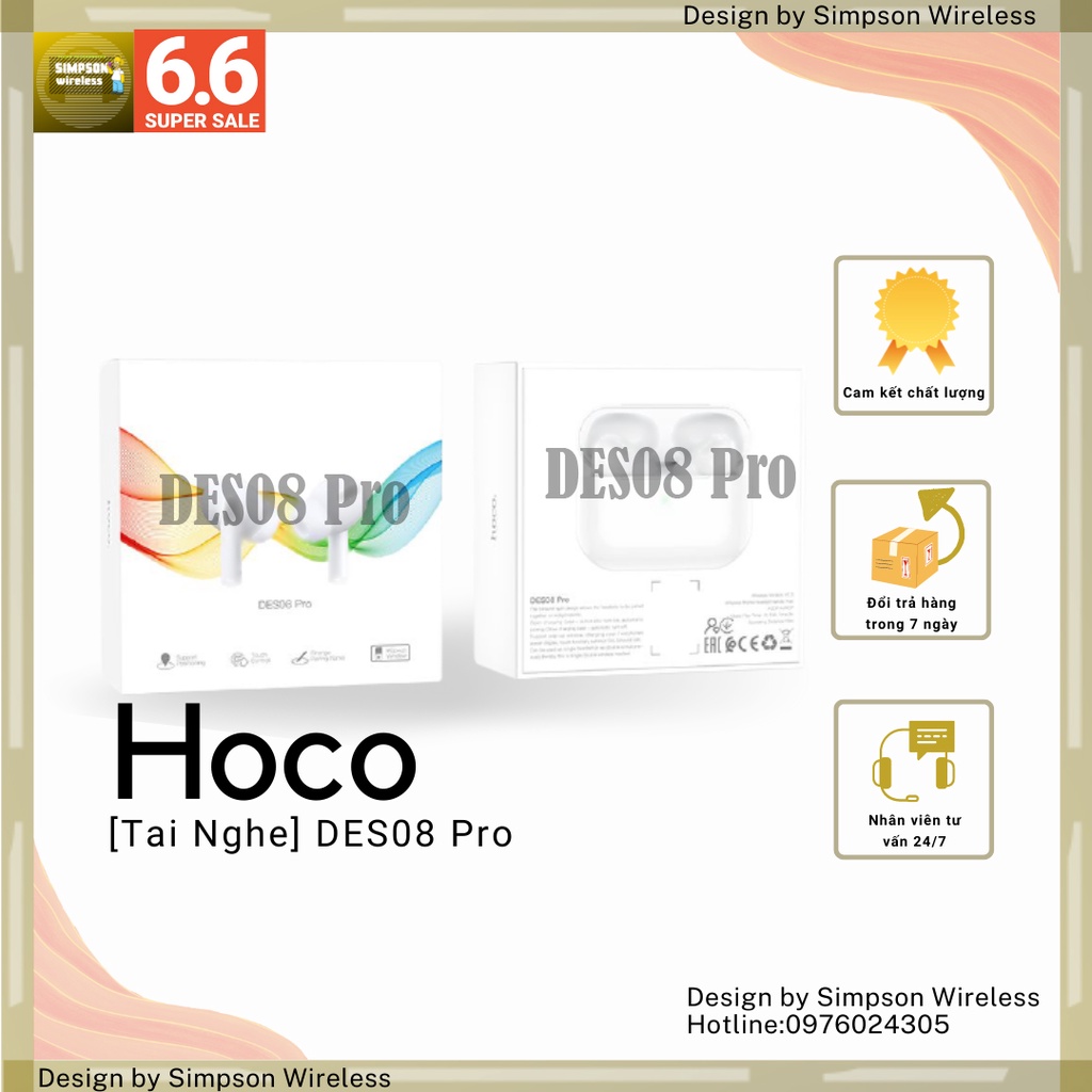 Tai nghe Bluetooth Tws Hoco DES08 PRO - Chính hãng , có cửa sổ Pop-up, định vị vị trí 🎧🎧🎧