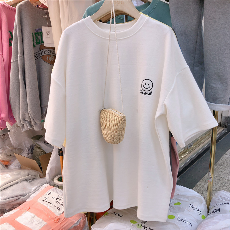 NRVP Short-sleeved t-shirt women's summer dress 2021 new loose Korean letter printing student clothes female plus size tide tees