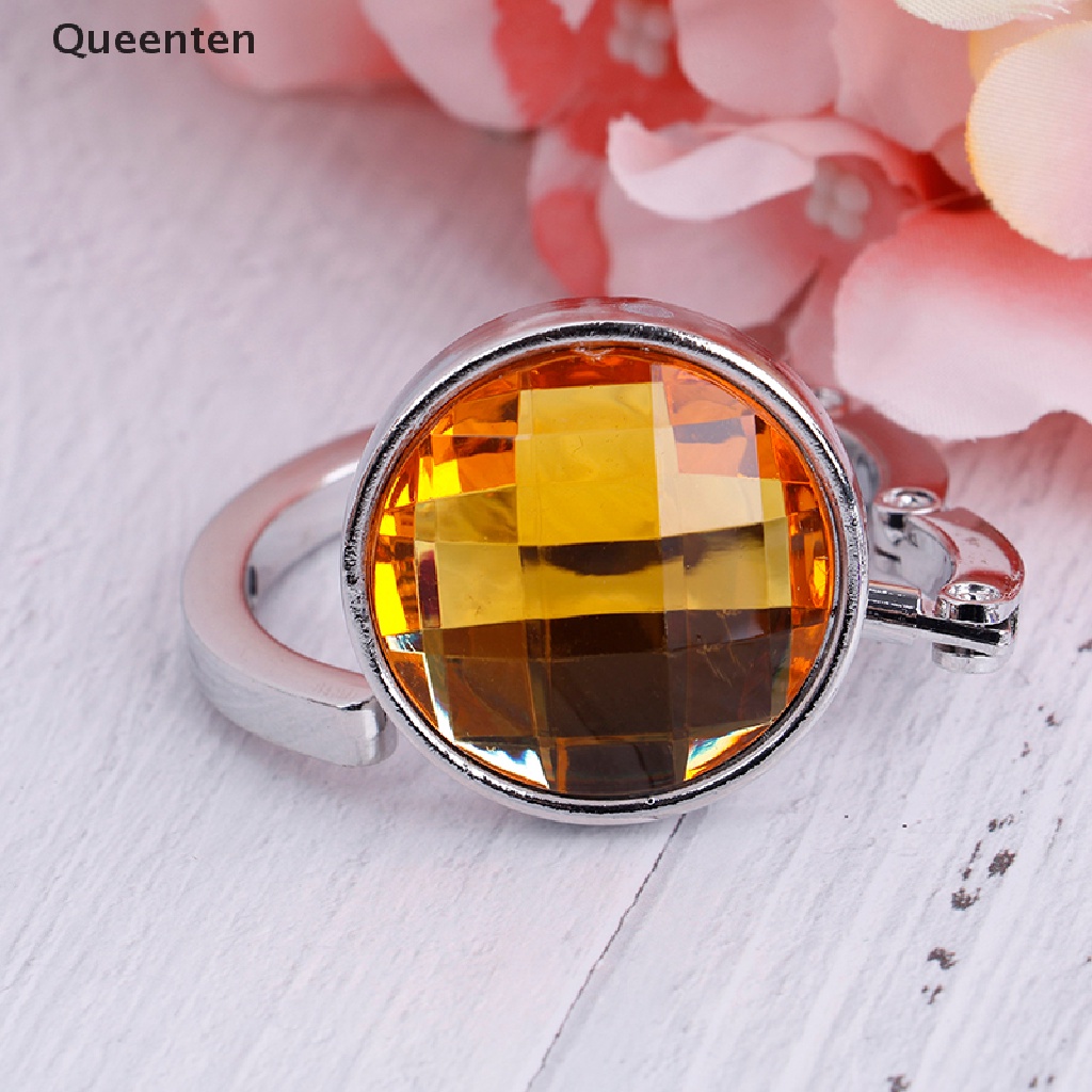 Queenten Portable Foldable Folding Crystal Alloy Purse Handbag Hook Hanger Bag Holder  QT