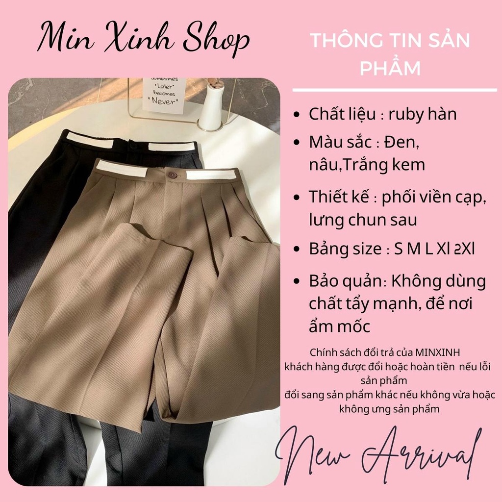Quần Baggy Nữ Cạp Phối Sọc Ngang Lưng Chun Sau, Quần Vải Ru.by Đi Học Đi Làm Kiểu Dáng Hottrend  Minxinh Mã_1900