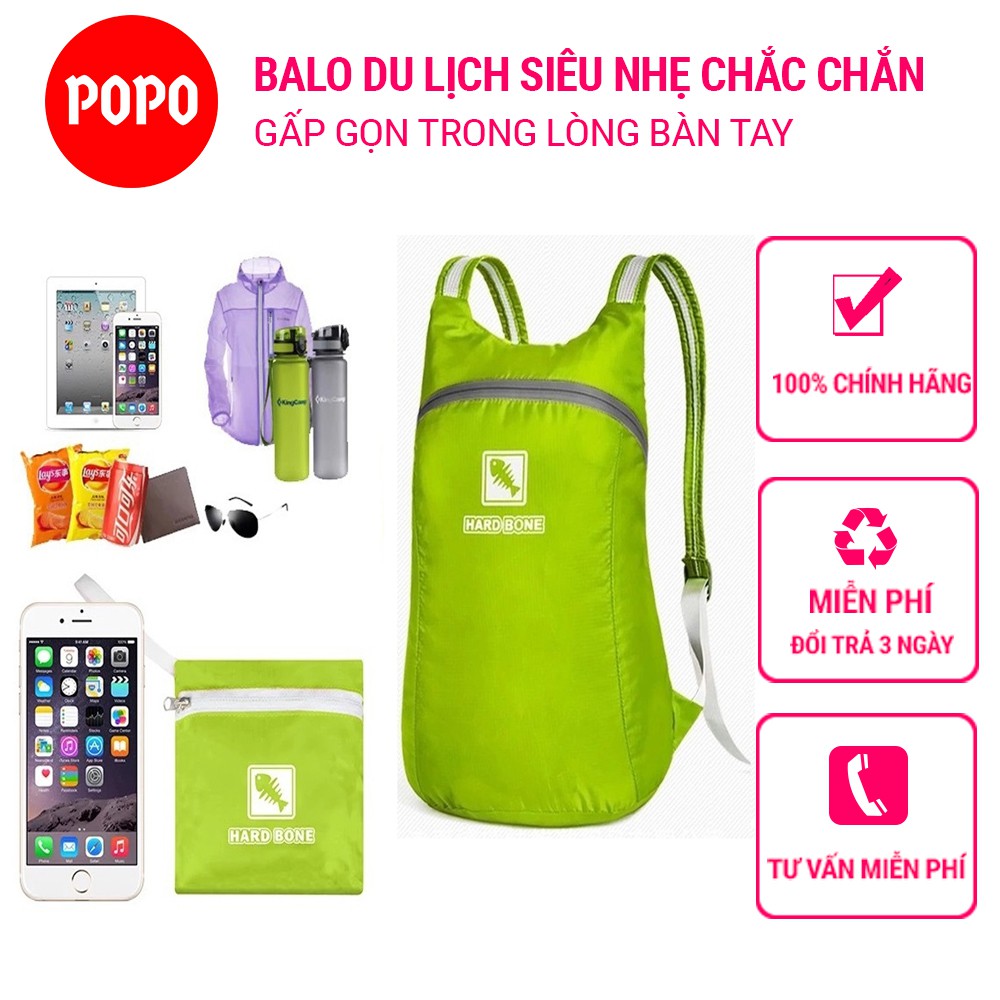 Balo thể thao siêu nhẹ, gấp nhỏ gọn, chống thấm nước phù hợp cho đạp xe, chạy bộ, dã ngoại chính hãng POPO