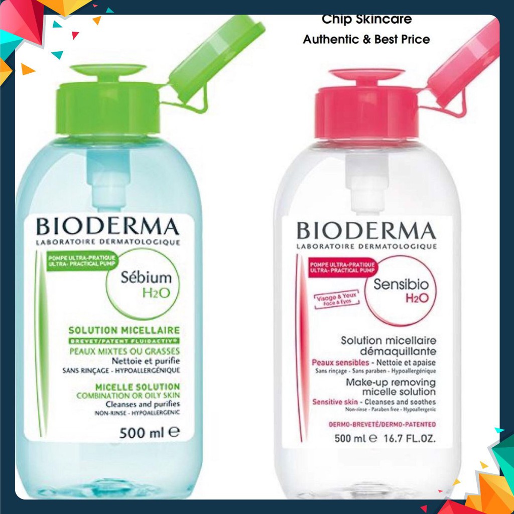 Nước tẩy trang BIODERMA Sensibio H2O Pháp Nắp Nhấn giảm sập sàn