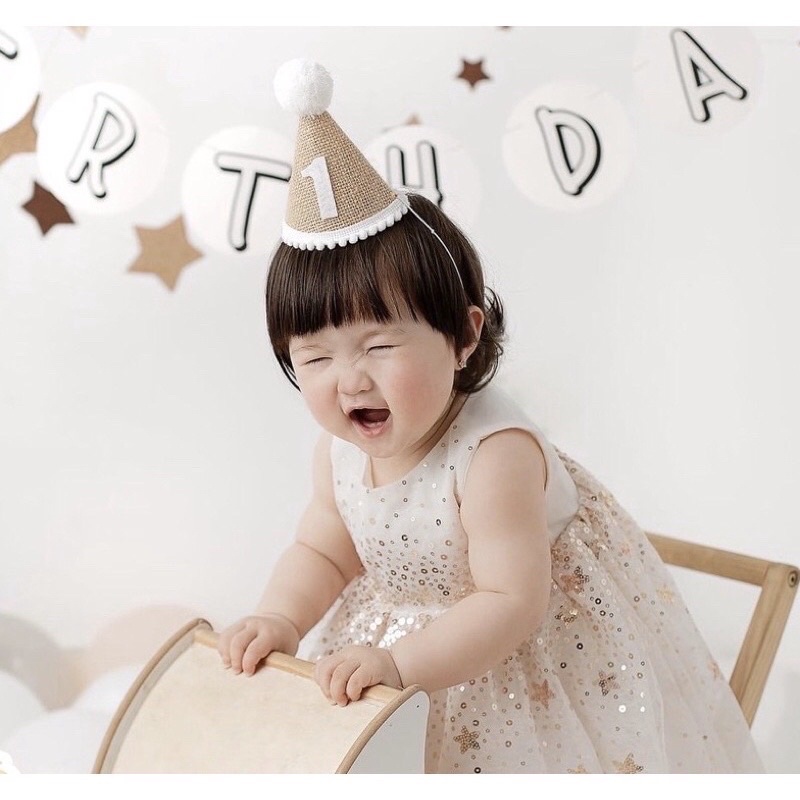 Mũ Cói  Sinh Nhật Phong Cách Hàn Quốc Kute