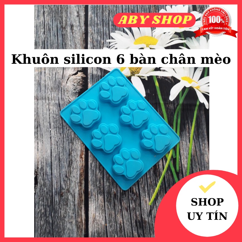 Khuôn silicon 6 bàn chân mèo ⚡ GIÁ SỐC ⚡ khuôn hình bàn chân cún kích thước nhỏ gọn, tiện dụng