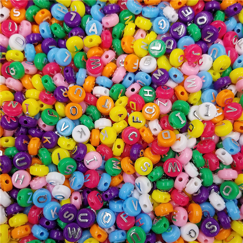 Bộ 50 hạt nhựa chữ cái nhiều màu sắc dùng làm trang sức