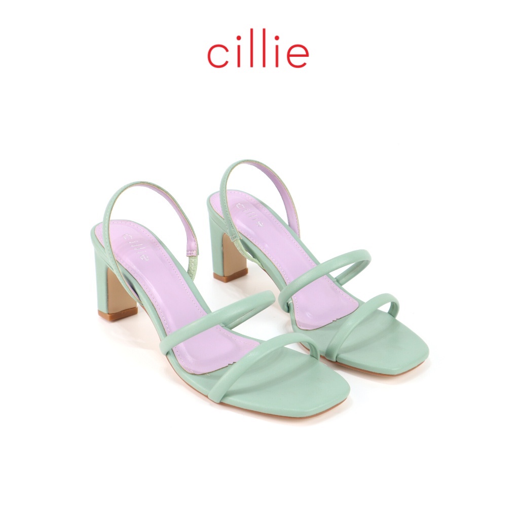 Giày sandal cao gót nữ quai mảnh phối màu mũi vuông gót trụ mang đi làm đi chơi dạo phố Cillie 1166