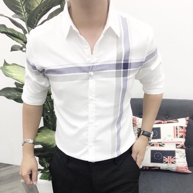 ÁO SƠ MI NAM TAY DÀI PHỐI SỌC PHONG CÁCH HÀN QUỐC ( loại 1 cao cấp)