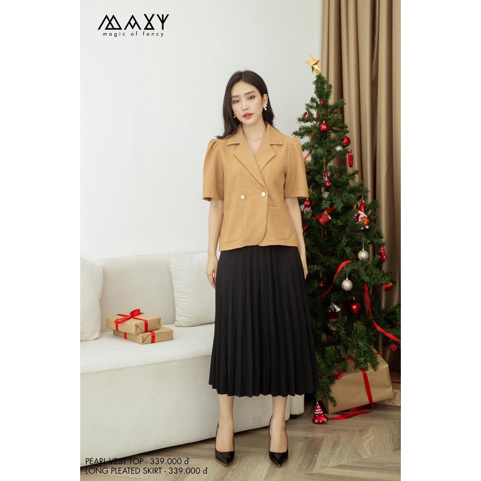Áo khoác vest tay ngắn phồng nhẹ màu latte vest top Maxy Workshop