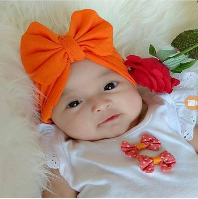 Khăn Turban Trùm Đầu Cho Bé Sơ Sinh 0-6 Tháng Tuổi