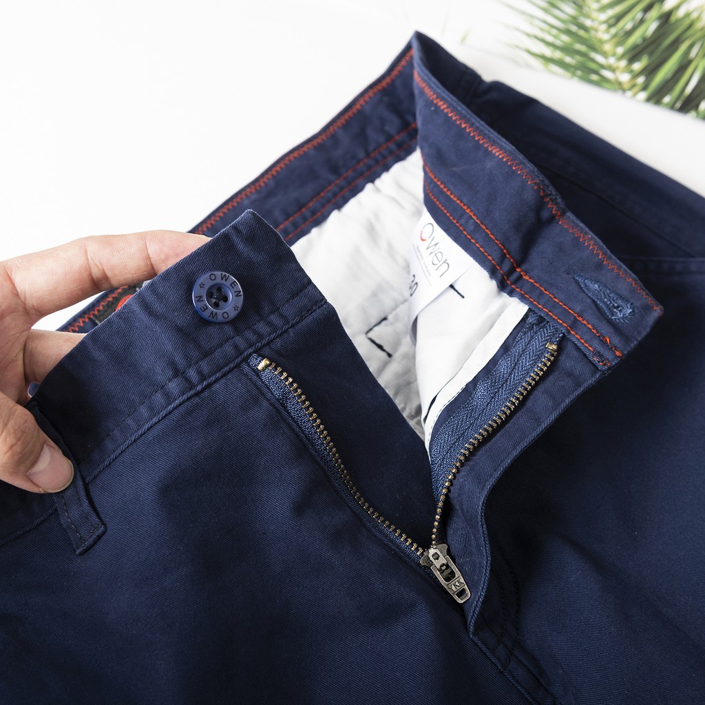 Quần kaki nam OWEN chuẩn hãng màu xanh than chất vải cotton cao cấp co giãn dáng suông trẻ trung năng động lịch sự