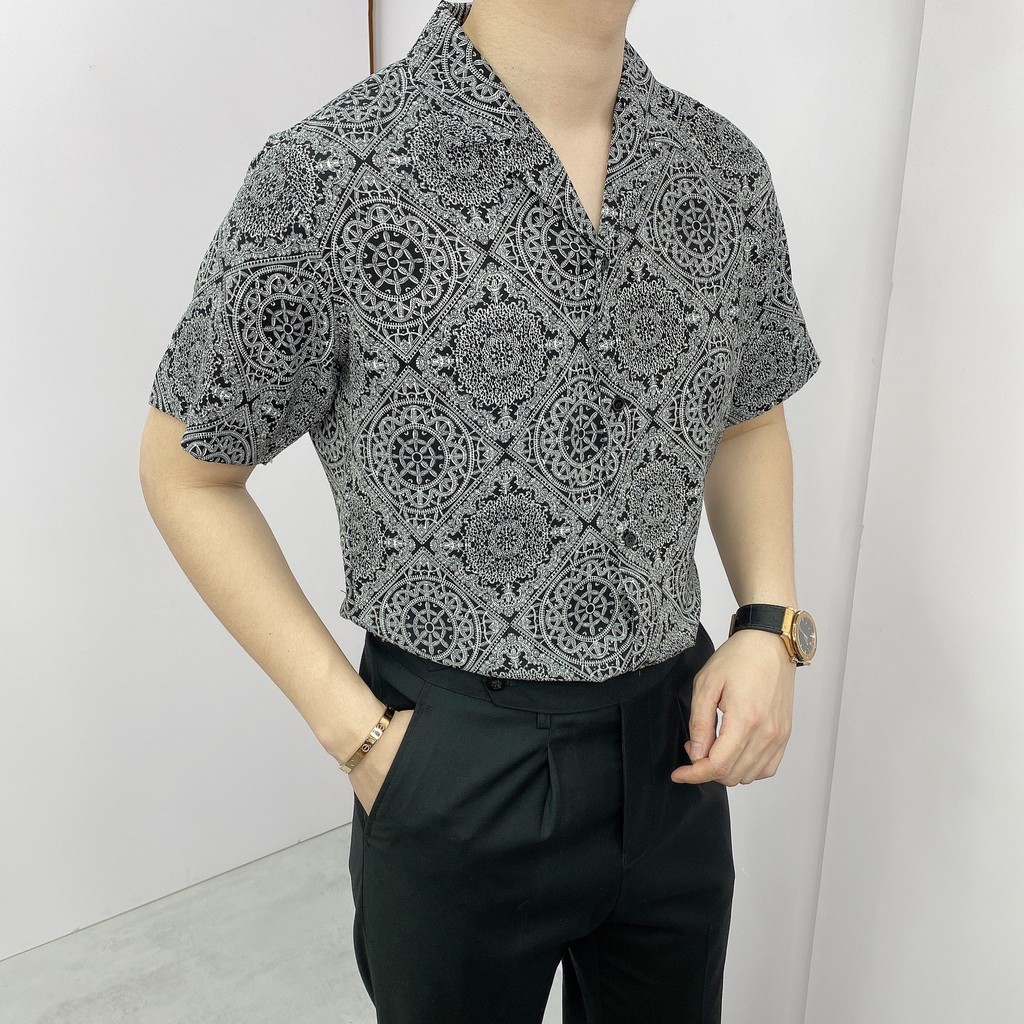 Áo Sơ Mi Nam Hoạ Tiết Vintage Cộc Tay BANANA HOMME Chất Lụa Cao Cấp, thoáng mát, không nhăn 2021