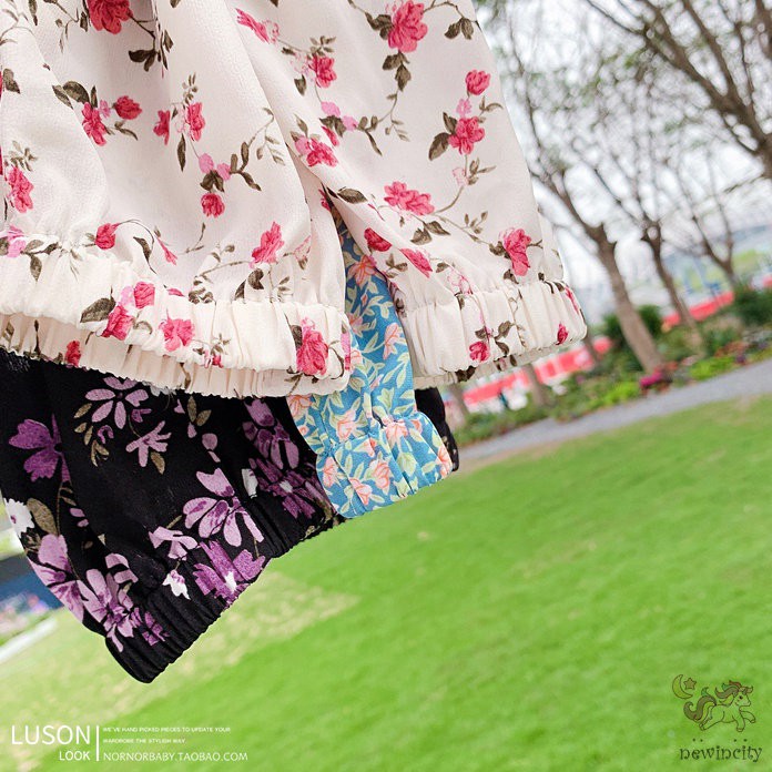 Áo liền quần in họa tiết hoa xinh xắn phong cách Hàn Quốc cho bé gái