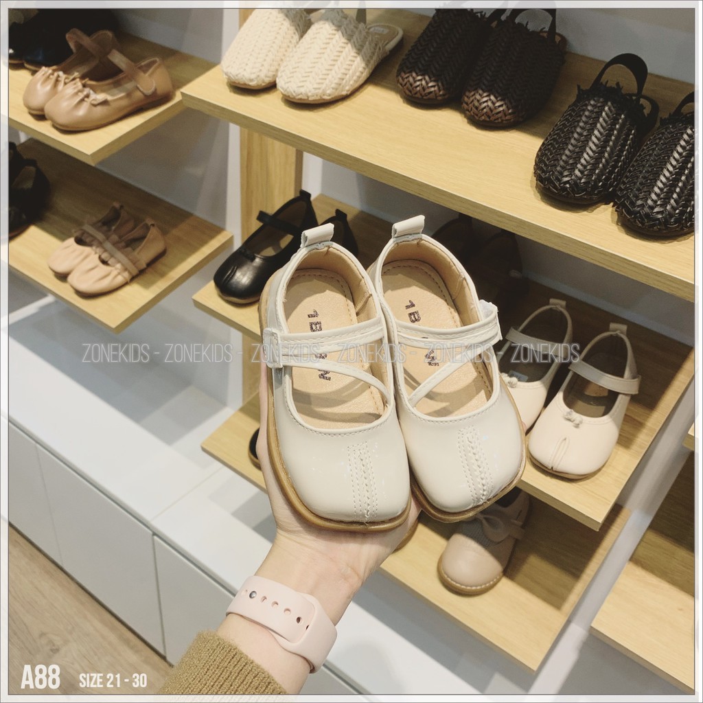Giày búp bê da bóng quai chéo cho bé Zonekids - A88