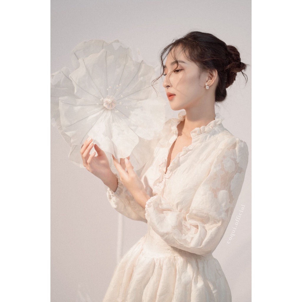 COQUI - Đầm xoè tay phồng dài xẻ cổ - Amy Dress