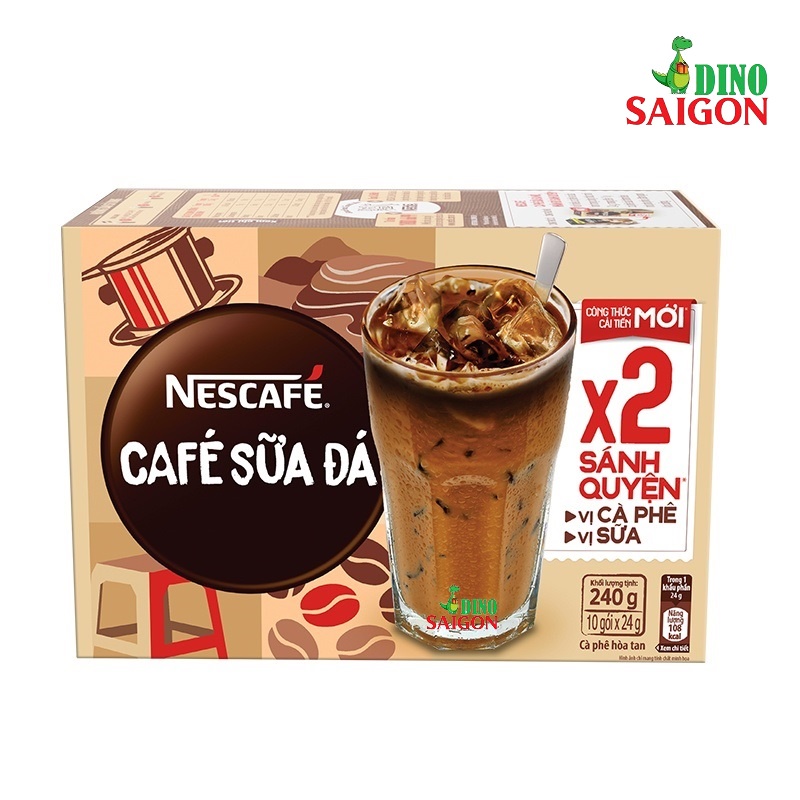 Combo 2 Hộp Cà phê Hòa Tan Nescafé 3in1 Cà Phê Sữa Đá (Hộp 10 Gói x 24g)