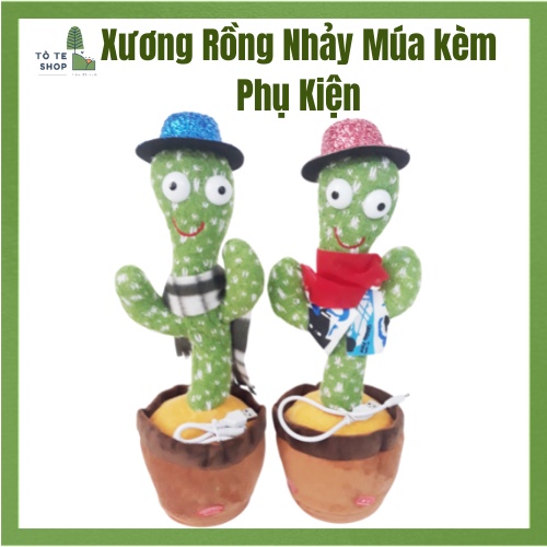 Xương rồng nhảy múa kèm phụ kiện, xương rồng có mũ và khăn quàng cực kì đặc sắc cho bé vui chơi giải trí