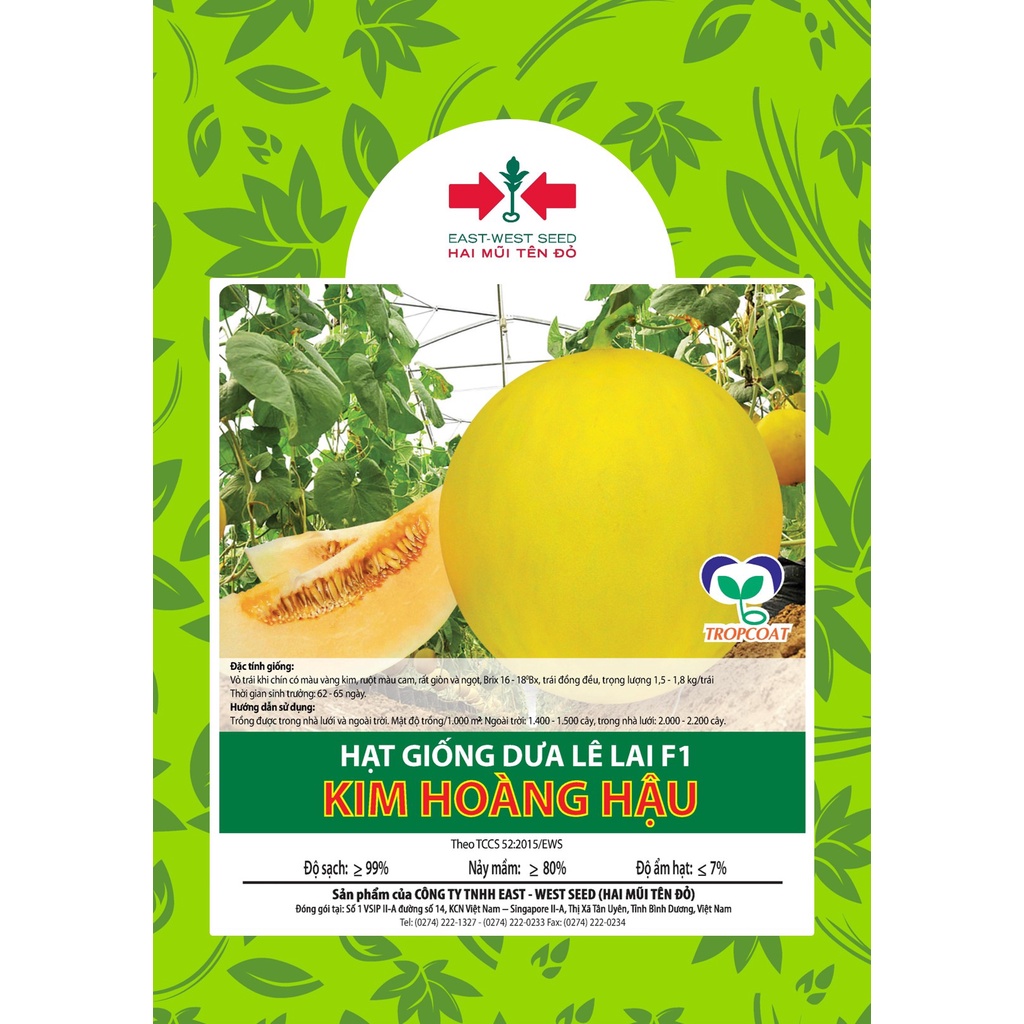 BỘ 2 GÓI 10 HẠT DƯA LÊ LAI F1 KIM HOÀNG HẬU CỦA EAST-WEST SEED (HAI MŨI TÊN ĐỎ)