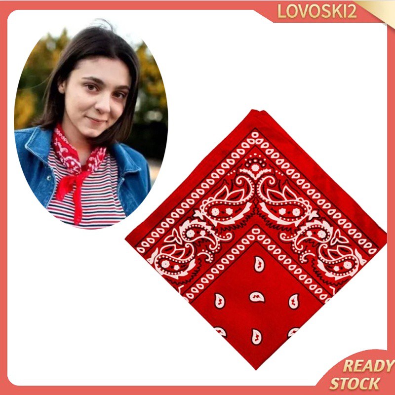 Cotton Paisley Cowboy Bandana Scarf Head Wrap Hair Band Handkerchief Red