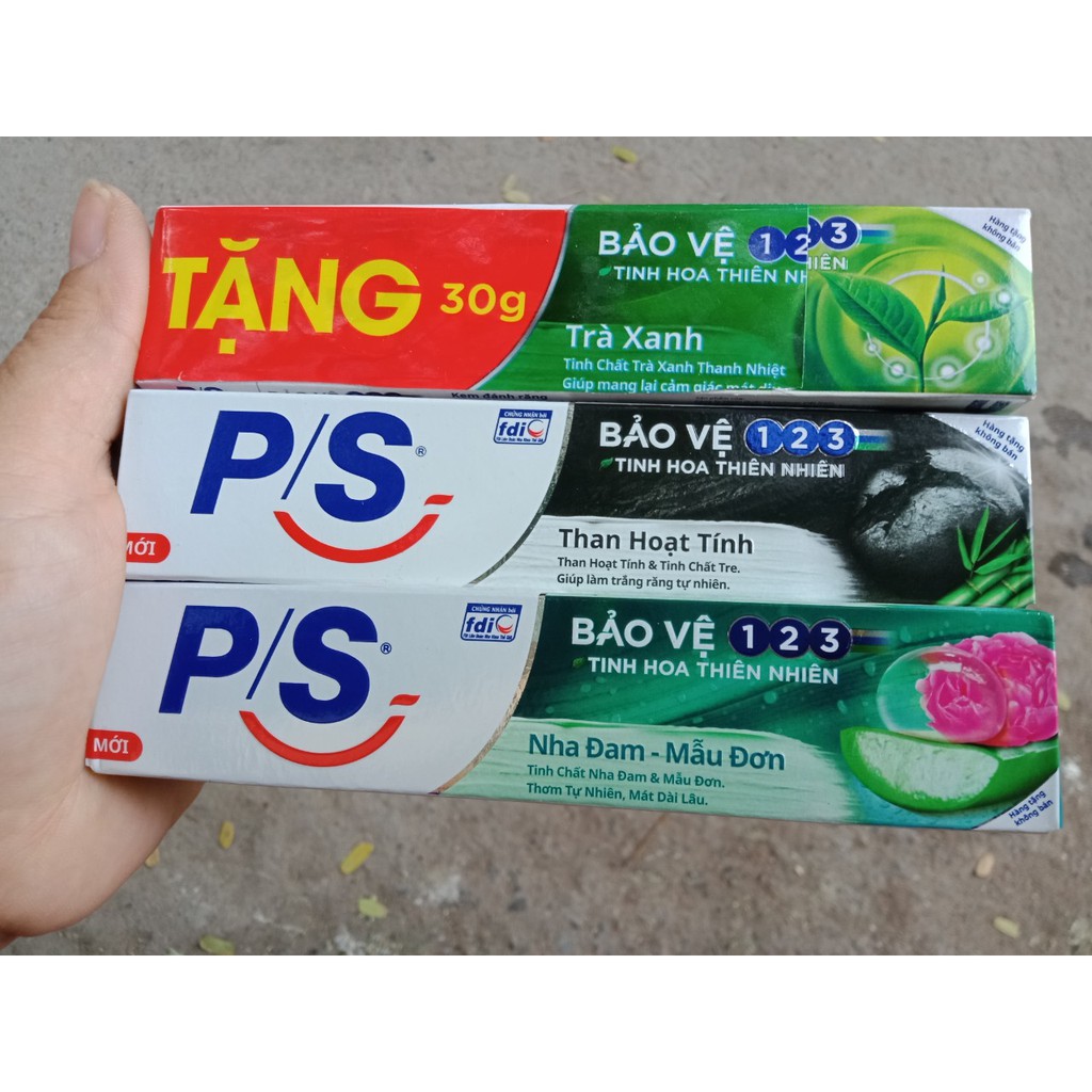  Kem đánh răng ps nha đam - mẫu đơn, Than tre hoạt tính, Trà xanh 30g (Hàng Mini)