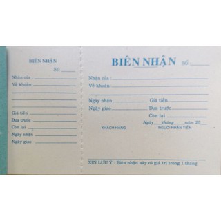 Biên nhận 1 liên trắng