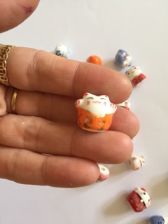 Mèo gốm thần tài đủ màu set 5 mèo