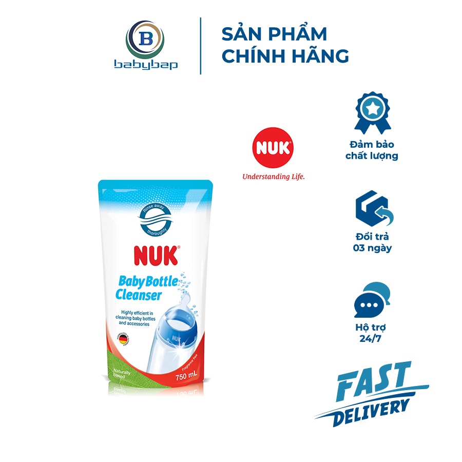 Nước Rửa Bình Sữa NUK Chai 500ml/750ml/950ml Loại Bỏ Protein Trong Sữa, Bã Cặn Hay Dư Lượng Nước Trái Cây