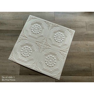 Xốp dán tường hoa văn khổ lớn 70*70 cm mẫu hoa thị trắng -đẹp - dày - bóng