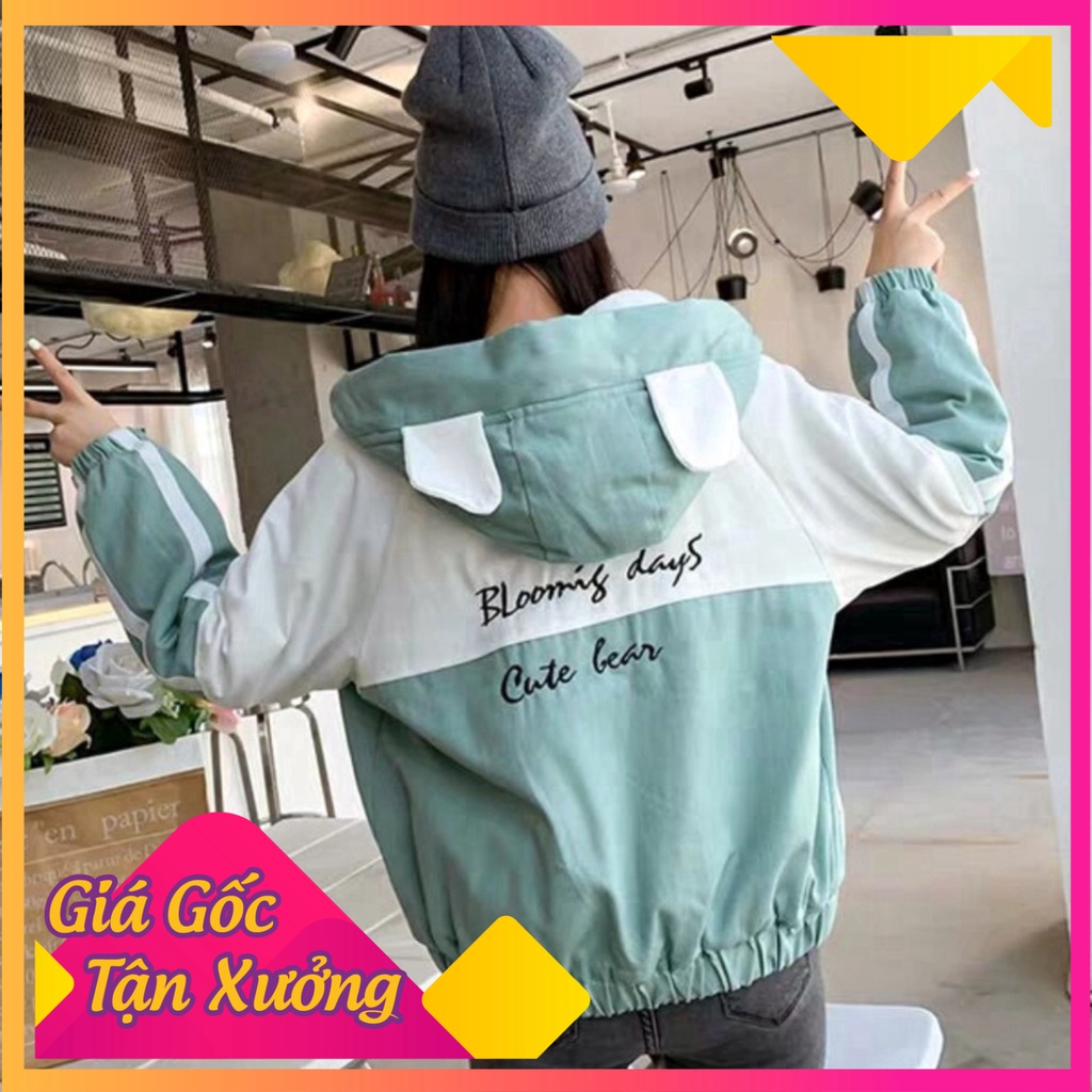 Áo khoác dù nữ unisex form rộng 2 lớp chống nước đẹp có nón Blooming - KD40 - Gió dù 2 lớp - lớp gió bên ngoài và lót dù
